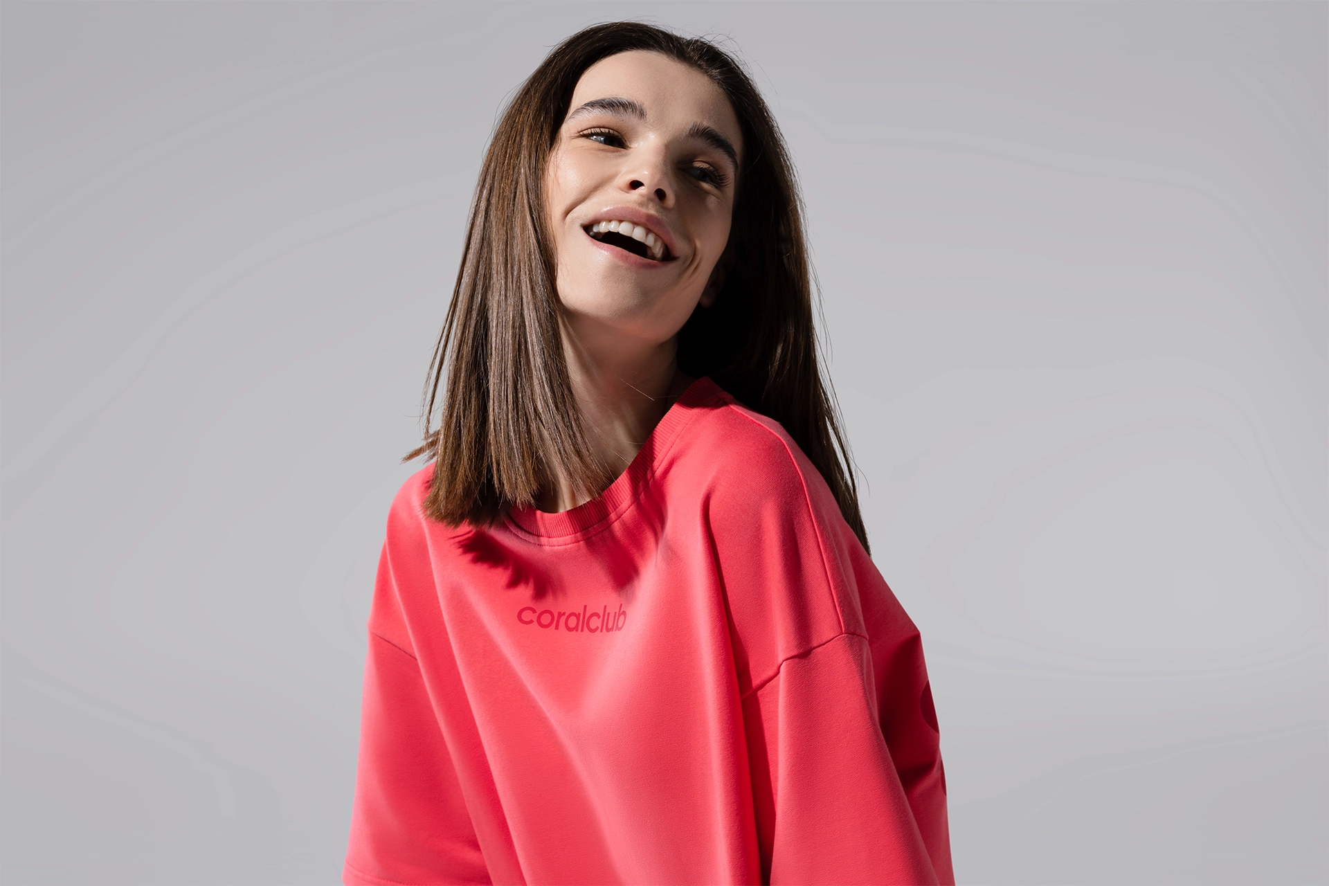 Tricou oversize, culoarea coral